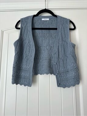 Reserved Light Blue Knit Button-Front Vest